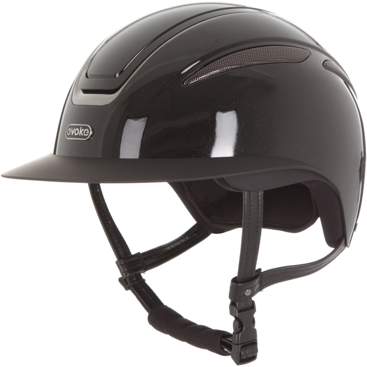 2026 Evoke Unisexe Callisto Wide Peak Chapeau De équitation & Doublure 200362003 - Black / Metallic / Gunmetal